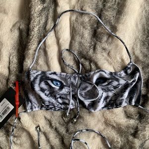 Jaded London swim white tiger eyes print bikini